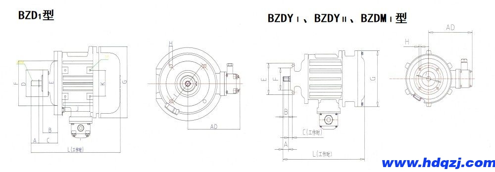 BZDⅠ、BZDYⅠ、BZDYⅡ、BZDMⅠ隔爆型錐形轉子三相異步電動機外形尺寸圖.jpg
